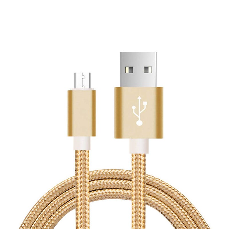 هيموبللو كابل Hemobllo 3m Micro USB المصنوع من النايلون المنسوج، كابل شحن USB، سلك طويل جدًا خالٍ من التشابك، كابل بيانات لنظام Android (ذهبي) - Image 1