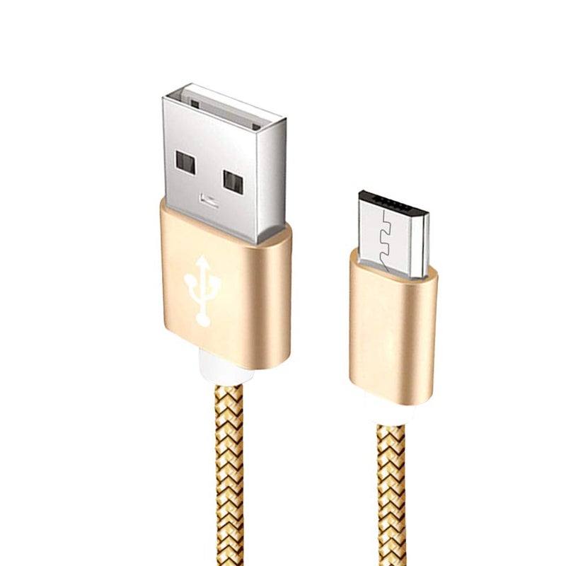 هيموبللو كابل Hemobllo 3m Micro USB المصنوع من النايلون المنسوج، كابل شحن USB، سلك طويل جدًا خالٍ من التشابك، كابل بيانات لنظام Android (ذهبي) - Image 3