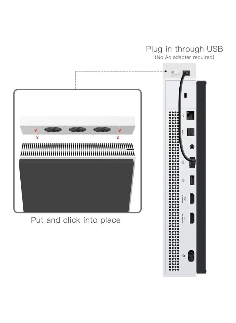 Xbox One S Cooling Fan, Cooling Fan Stand Compatible with Xbox One S with 3 Built in High Speed Fans, 2 Port USB Charing  Data Syncing and LH Fan Speed Switch Only Compatible with Xbox one S - Image 4