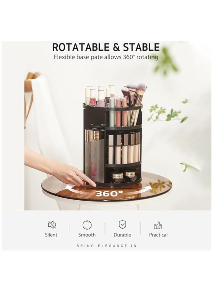360 Rotating Makeup Organizer, Makeup Storage Box, Foldable Cosmetics Storage Rack Large Capacity, Adjustable Trays Height and Fully Rotatable Bathroom Cosmetic Display Cases,Black - Image 3