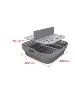 SYOSI Air Fryer Silicone Liners, 8.5'' Square Air Fryer Silicone Basket, Heat Resistant Easy Cleaning Air Fryers Oven Accessories, Reusable Air Fryer Silicone Bowl with Divider, Gray  - Image 5
