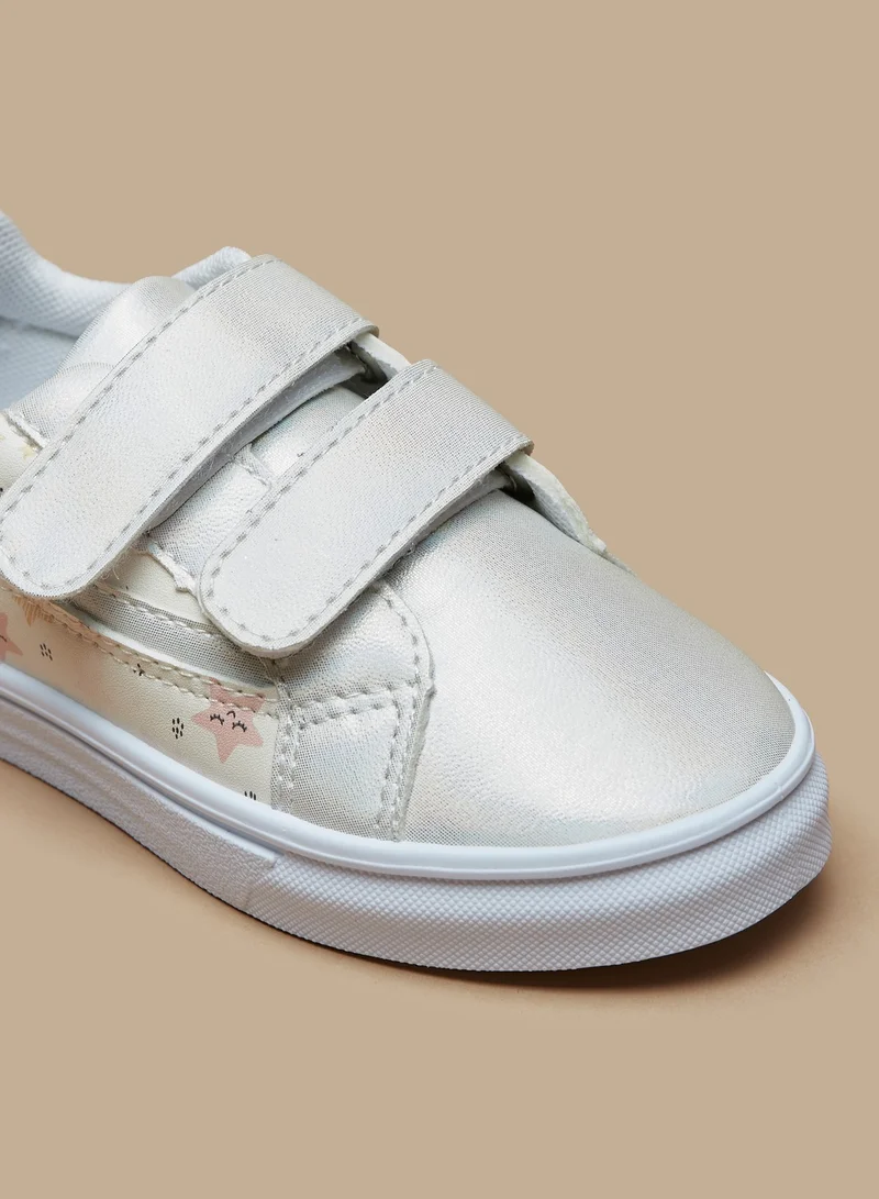 Flora Bella Butterfly Print Casual Sneakers with Hook and Loop Closure