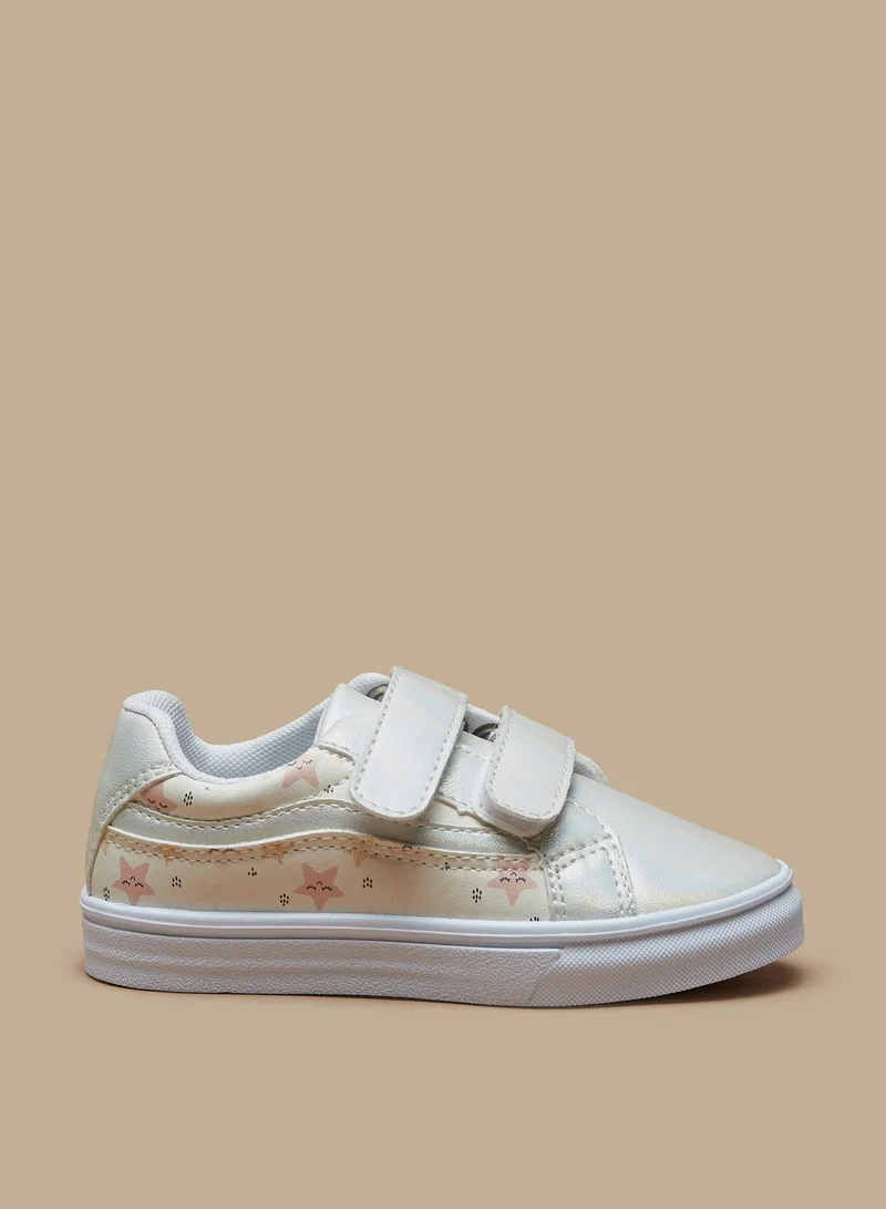 Flora Bella Butterfly Print Casual Sneakers with Hook and Loop Closure