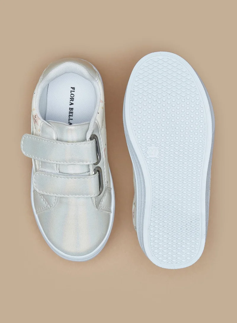 Flora Bella Butterfly Print Casual Sneakers with Hook and Loop Closure