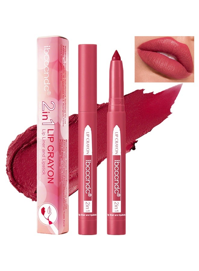ibcccndc 2 In 1 Lip Crayon, Lip Liner And Lipstick, With Built-in Sharpener, Precision Tip Matte Lip Liner Pen, Long-lasting Smudge-proof Lip Crayon 8# - Image 1
