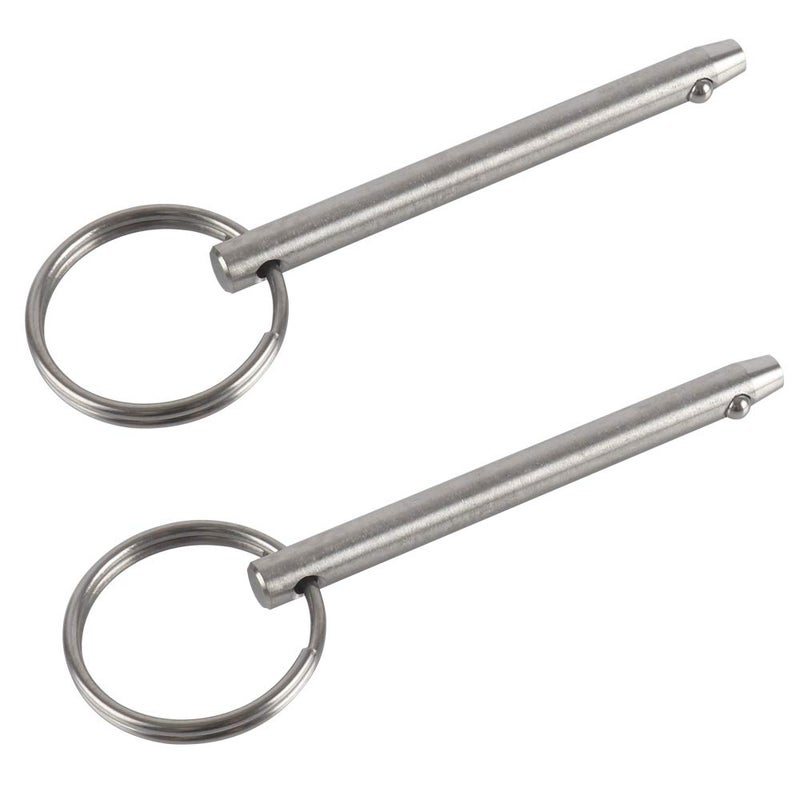 VTurboWay 2 Pack Quick Release Pin, Diameter 1/4"(6.3mm), Overall Length 3"(76mm), Usable Length 2.4"(61mm), Full 316 Stainless Steel, Bimini Top Pin, Marine Hardware - Image 1