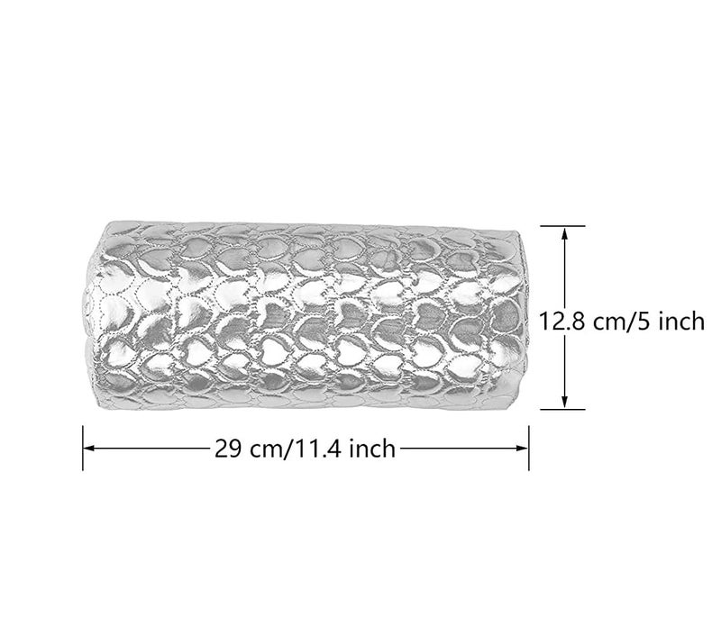 STORE 2508 Store2508 Soft PU Leather Nail Art Hand Rest Cushion Pillow with 6 Pcs Colourful Mini Nail Buffers Silver - Image 2