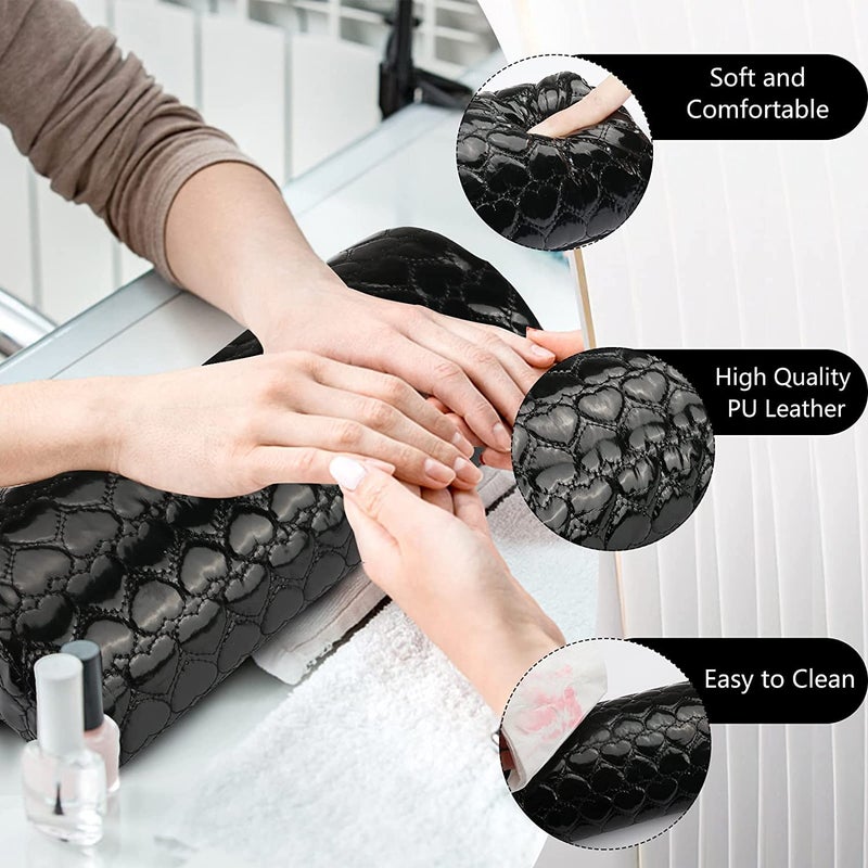 STORE 2508 Store2508 Soft PU Leather Nail Art Hand Rest Cushion Pillow with 6 Pcs Colourful Mini Nail Buffers Silver - Image 3