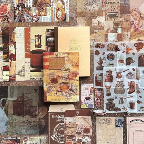 ATIRAMANIYA Paper Vintage Aesthetic Scrapbook Kit(346Pcs) Scrapbooking Supplies Kit with Bullet Junk Journal,Stationery,A6 Grid Notebook Journaling Gift for Girl (Coffee Scrapbook) - Image 4