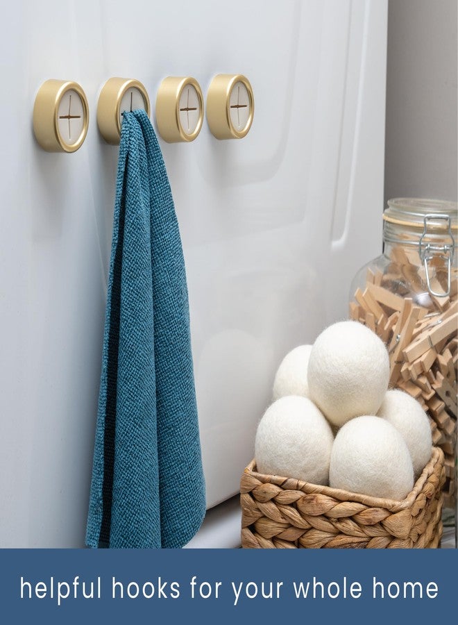 S&T INC. Adhesive Push Towel Hooks, 4 Pack, Brushed Gold - Image 4
