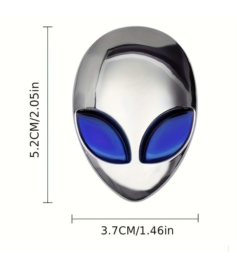 Silvery Black 3D Alien Head Car Sticker Durable Auto Emblem Easy Installation For Vehicles Motorcycles - Image 4
