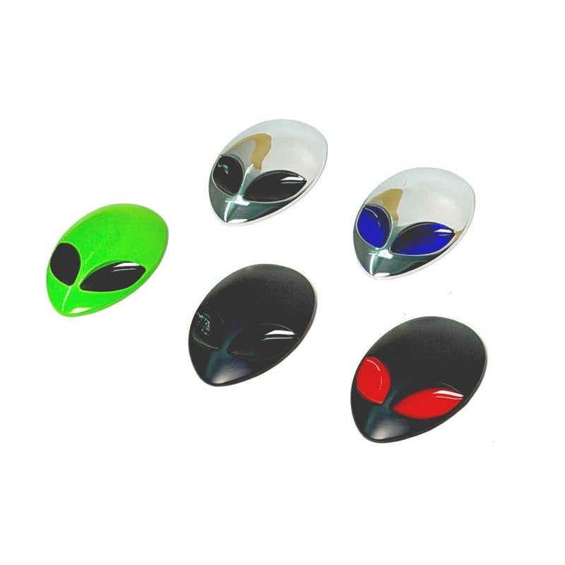 Silvery Black 3D Alien Head Car Sticker Durable Auto Emblem Easy Installation For Vehicles Motorcycles - Image 3