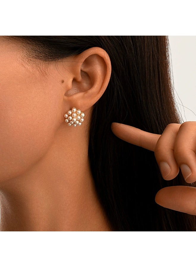 Goolsky أقراط دائرية من اللؤلؤ الصناعي الأنيق - مجوهرات عصرية بأسلوب أوروبي بسيط للنساء - Image 2