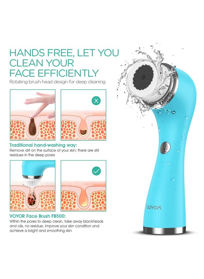 VOYOR Facial Cleansing Brush Rechargeable, Spin Face Brush Waterproof 5-In-1 Body Brush Set For Deep Skin Cleansing, Gentle Exfoliating And Massaging Fb500 (Blue) - Image 3