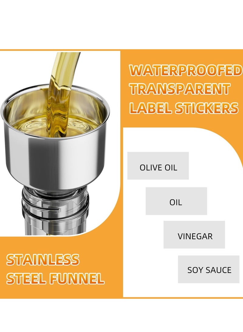SYOSI 2 Pcs Cooking Oil Dispenser 500ml Oil Dispenser Bottles 17oz Olive Oil Dispenser Stainless Steel & Glass Oil Bottles Kitchen Oil and Vinegar Dispenser Set for Vegetable Olive Oil etc - Image 2