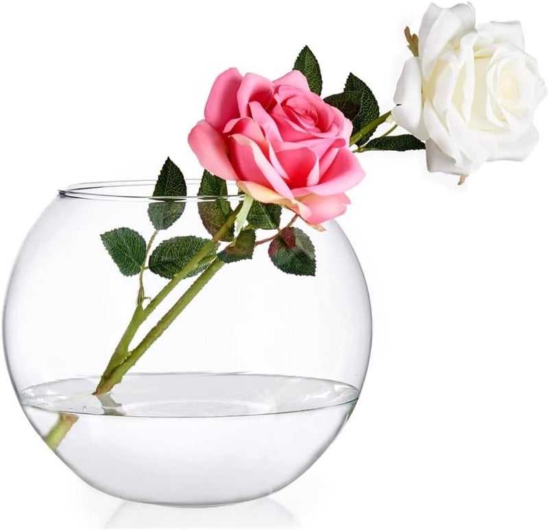 Incrizma Clear Bowl Glass Vase Glass Bubble Bowl Glass Round Vase Clear Bubble Planter Terrarium Fish Bowl Fish Bowl Vase for Wedding Event Home Decor Flowers Fish 15 cm - Image 1