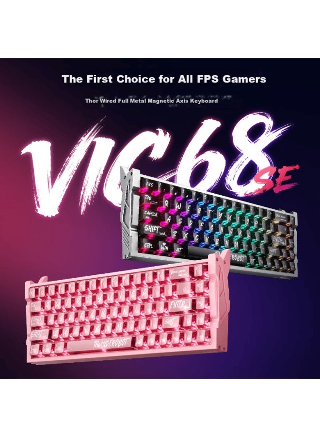 Thunderobot Vic68se Gaming Magnetic Switch Keyboard Rt Rgb Lighting Wired Fps Gaming Keyboard Misty Translucent Keycaps Sakura Pink Valentine's Edition - Image 1