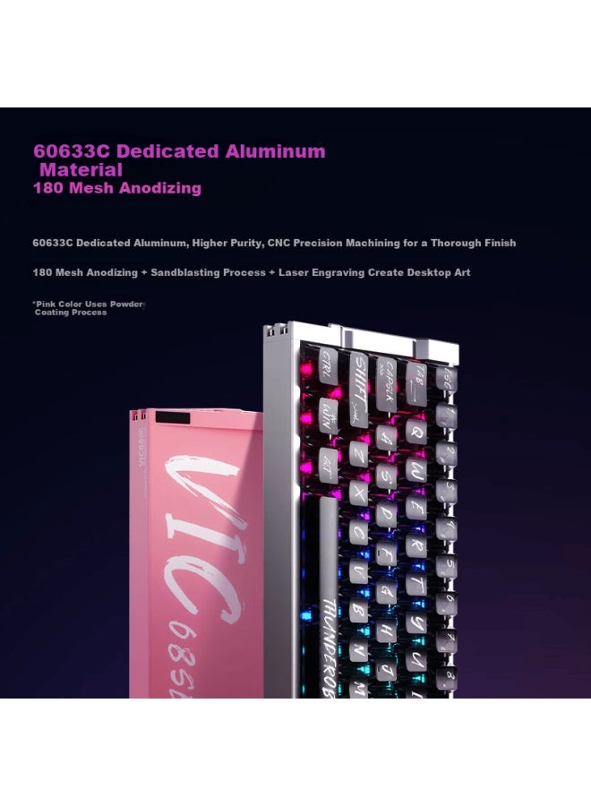 Thunderobot Vic68se Gaming Magnetic Switch Keyboard Rt Rgb Lighting Wired Fps Gaming Keyboard Misty Translucent Keycaps Sakura Pink Valentine's Edition - Image 3