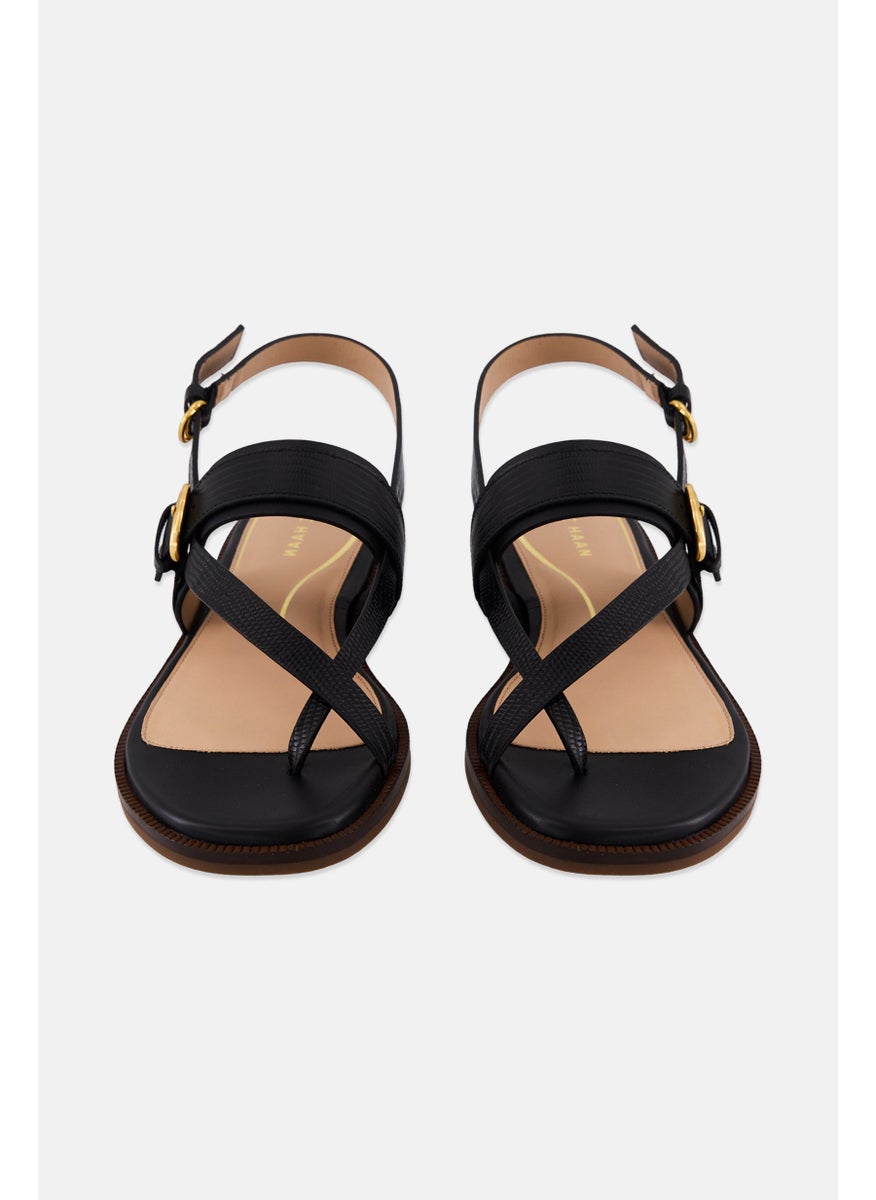 COLE HAAN - Women Medium Anica Lux Buckle Strap Adjustable Buckle Sandals, Black - Image 1