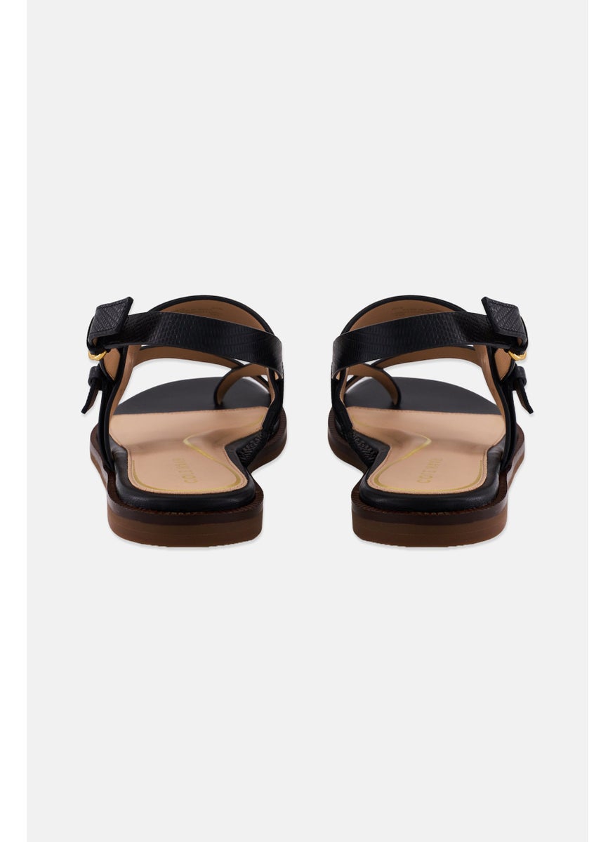 COLE HAAN - Women Medium Anica Lux Buckle Strap Adjustable Buckle Sandals, Black - Image 1