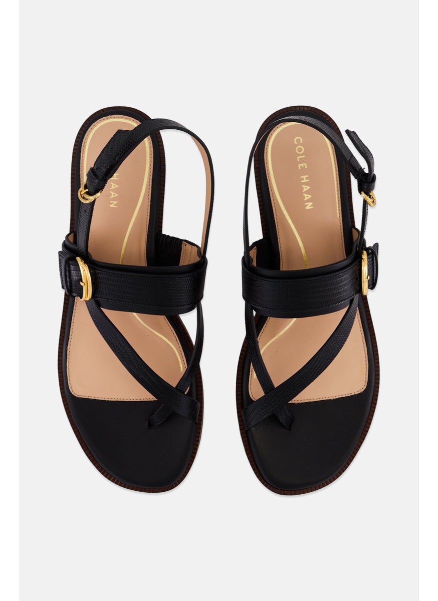COLE HAAN - Women Medium Anica Lux Buckle Strap Adjustable Buckle Sandals, Black - Image 1
