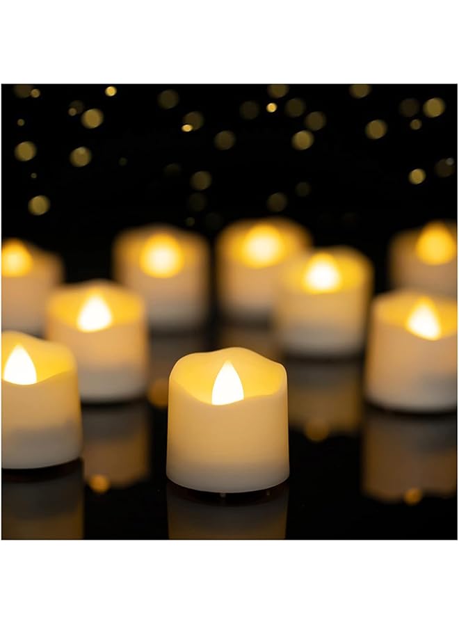 The Bros Tea Lights Battery Operated Candle 12 Pack Electric Fake Candle Flameless Flickering Candles Electric Battery Operated LED Tea Light Sets for Holiday Birthday Home Decor and Gifts -Warm White - Image 1
