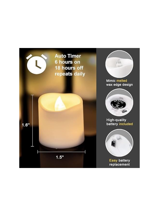 The Bros Tea Lights Battery Operated Candle 12 Pack Electric Fake Candle Flameless Flickering Candles Electric Battery Operated LED Tea Light Sets for Holiday Birthday Home Decor and Gifts -Warm White - Image 3