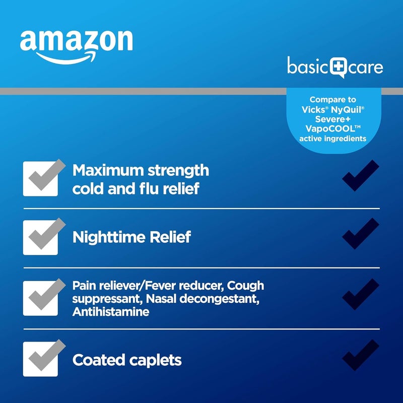 Care Nighttime Severe Cold and Flu Coated Caplets Temporarily Relieves Symptoms Like Runny Nose and Sneezing Vapor Ice 24 Count - Image 3