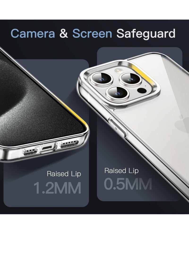 جي تيك حافظة JETech لهاتف iPhone 15 Pro Max مقاس 6.7 بوصات غير صفراء مقاومة للصدمات، غطاء خلفي شفاف مضاد للخدش - Image 4