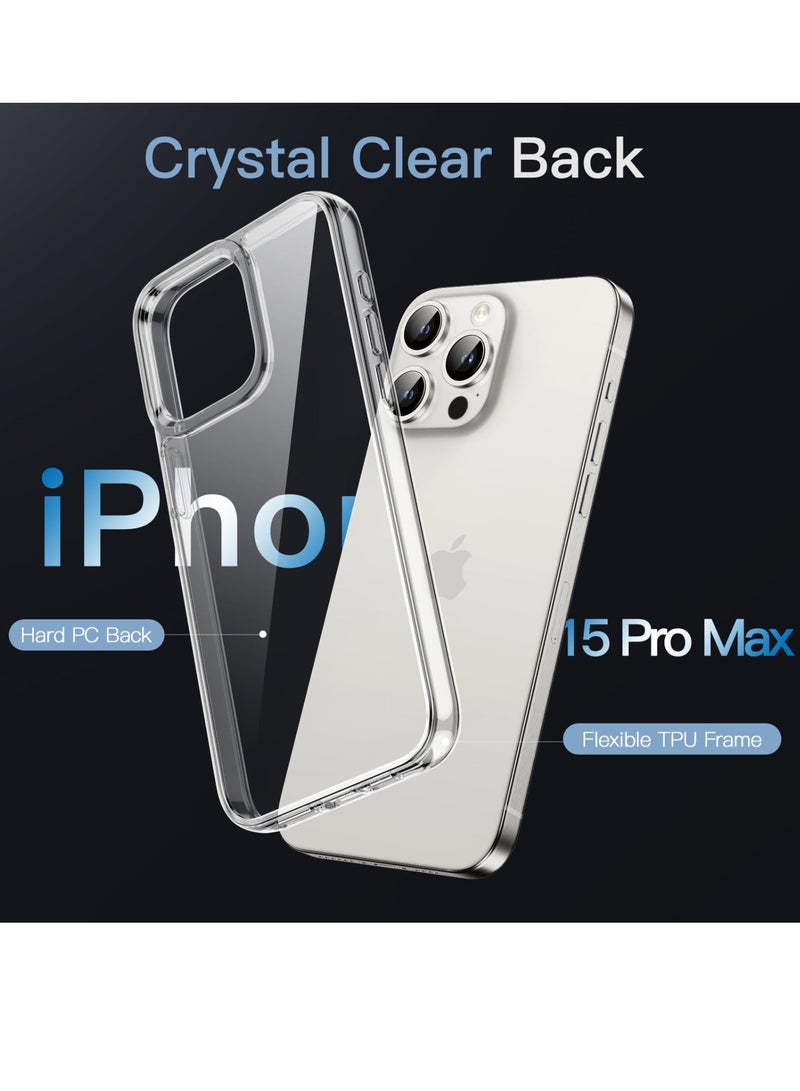 جي تيك حافظة JETech لهاتف iPhone 15 Pro Max مقاس 6.7 بوصات غير صفراء مقاومة للصدمات، غطاء خلفي شفاف مضاد للخدش - Image 3