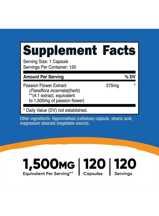 Nutricost Passion Flower Extract (1,500mg Equivalent) 120 Capsules - Gluten Free, Non-GMO, and Vegetarian Friendly - Image 4