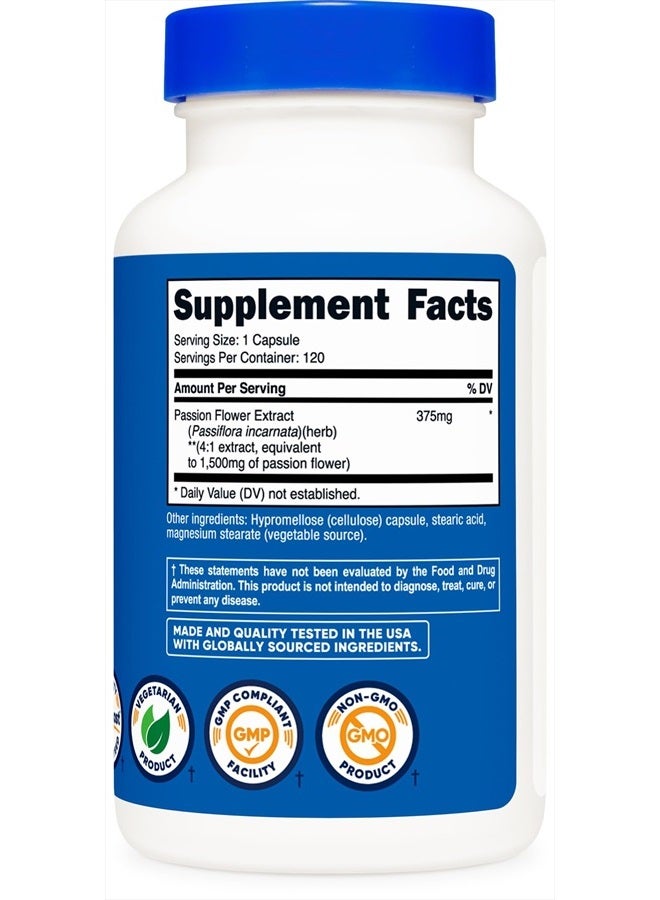 Nutricost Passion Flower Extract (1,500mg Equivalent) 120 Capsules - Gluten Free, Non-GMO, and Vegetarian Friendly - Image 3