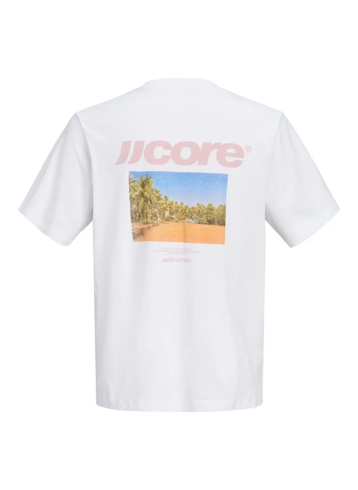 JACK & JONES Bright White Logo Crew Neck T-Shirt for Men | Best Price UAE