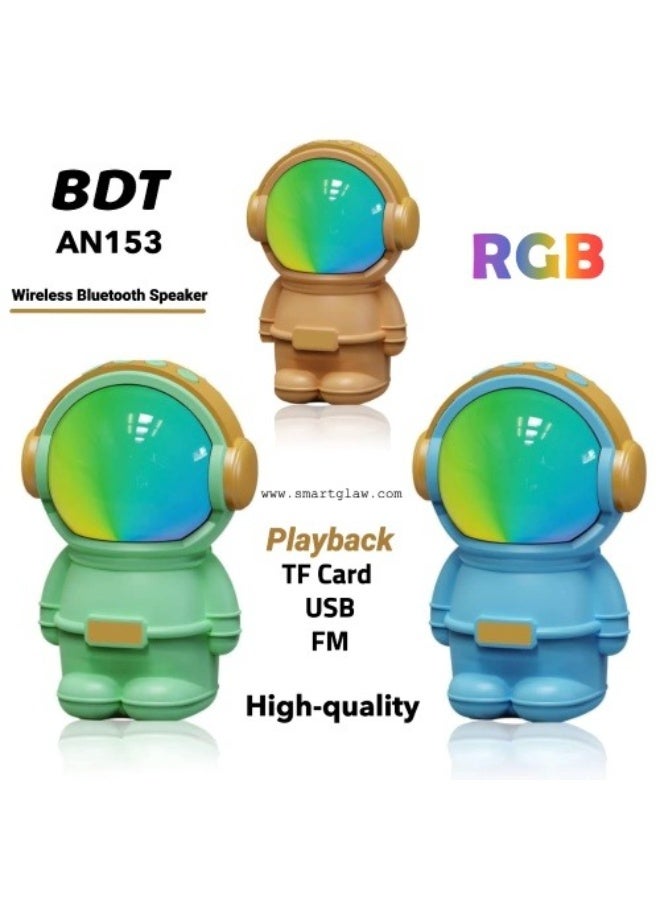 BDT سماعة بلوتوث شكل رائد فضاء مع إضاءة LED ومشغل USB/TF موديل AN153 - Image 4