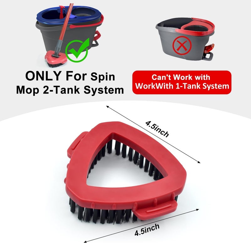 GFRED Scrub Brush Mop Head Replacement for O Cedar RinseClean 2 Tank System Spin Mop Head Base,Scrubber Mop Brush Head for Ocedar Mop Scrub Brush Head Hard Bristle Scrub Brush Floor Cleaning, Not for 1 Tank - Image 2