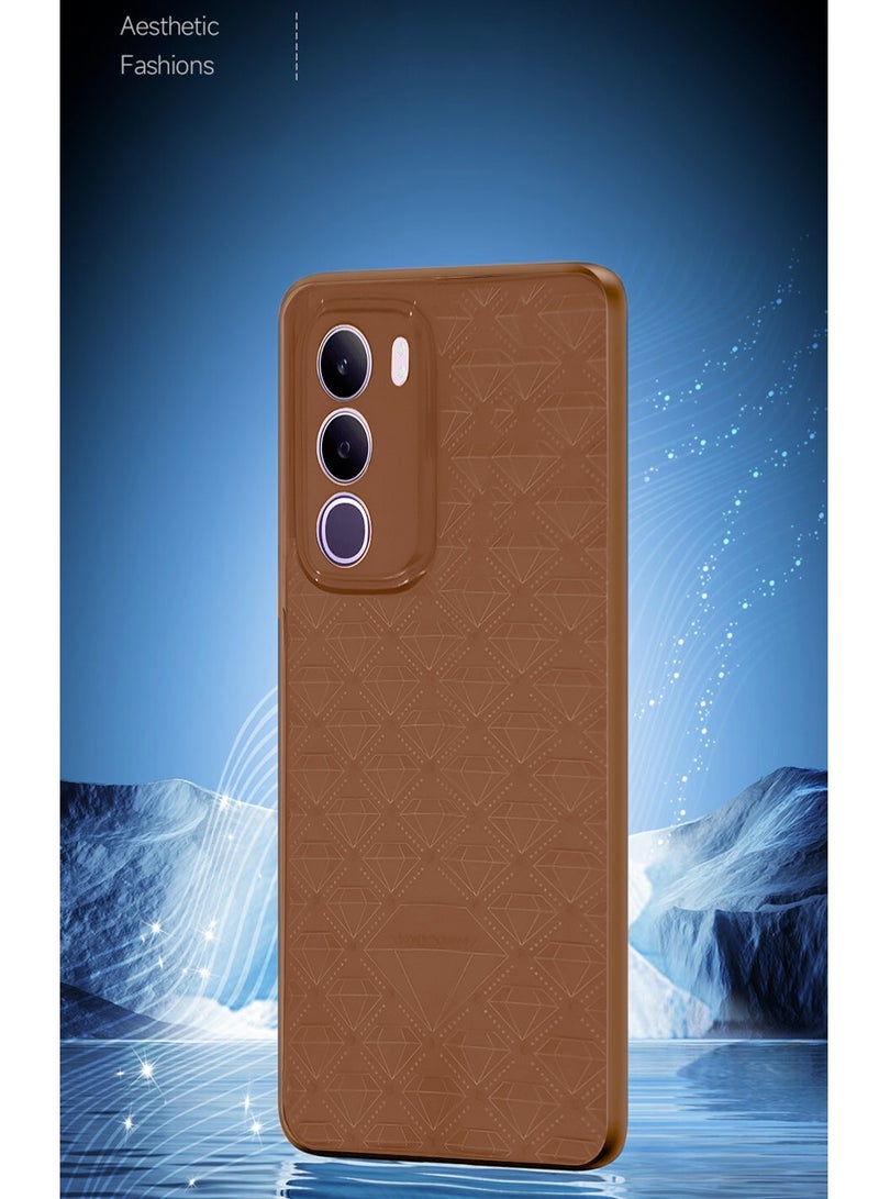 Wtech vivo Y19s Pro 4G 2025 Liquid Silicone Carbon Fiber Texture Case Cover (MCFPSN) - Brown - Image 4