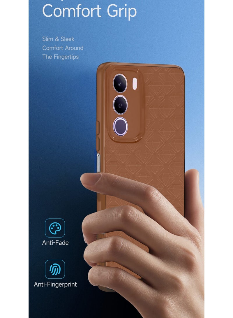 Wtech vivo Y19s Pro 4G 2025 Liquid Silicone Carbon Fiber Texture Case Cover (MCFPSN) - Brown - Image 2