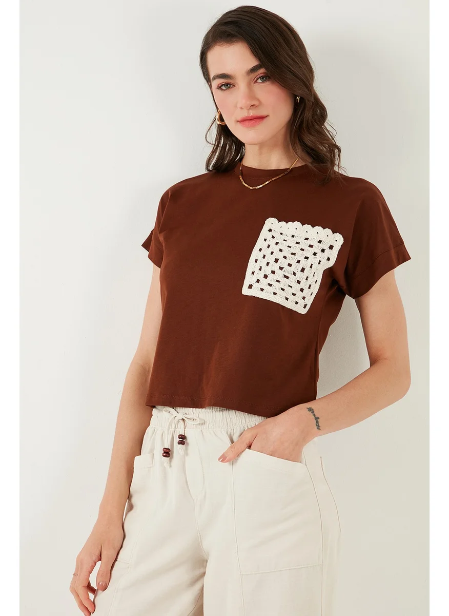 Lela Cotton Single Pocket Regular Fit Crew Neck T Shirt Women's T Shirt 5865818