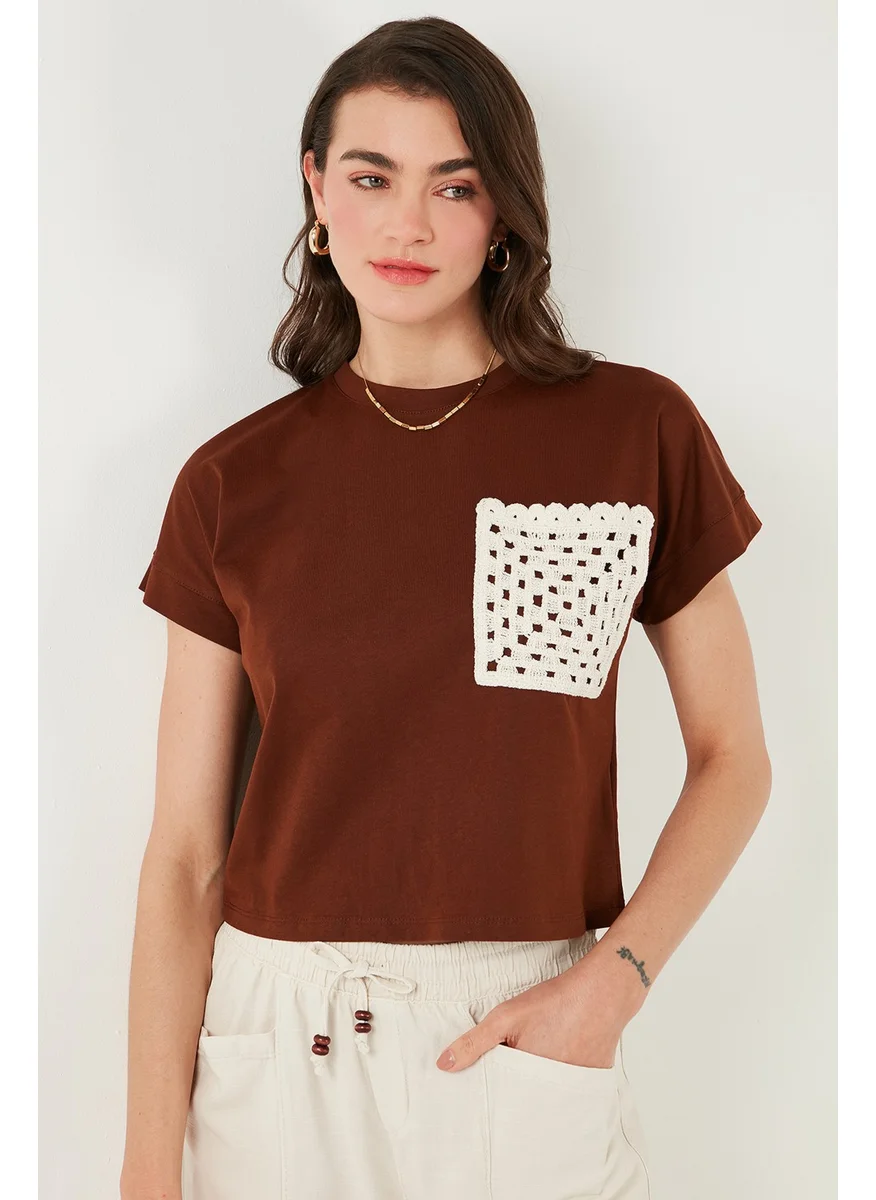 Lela Cotton Single Pocket Regular Fit Crew Neck T Shirt Women's T Shirt 5865818