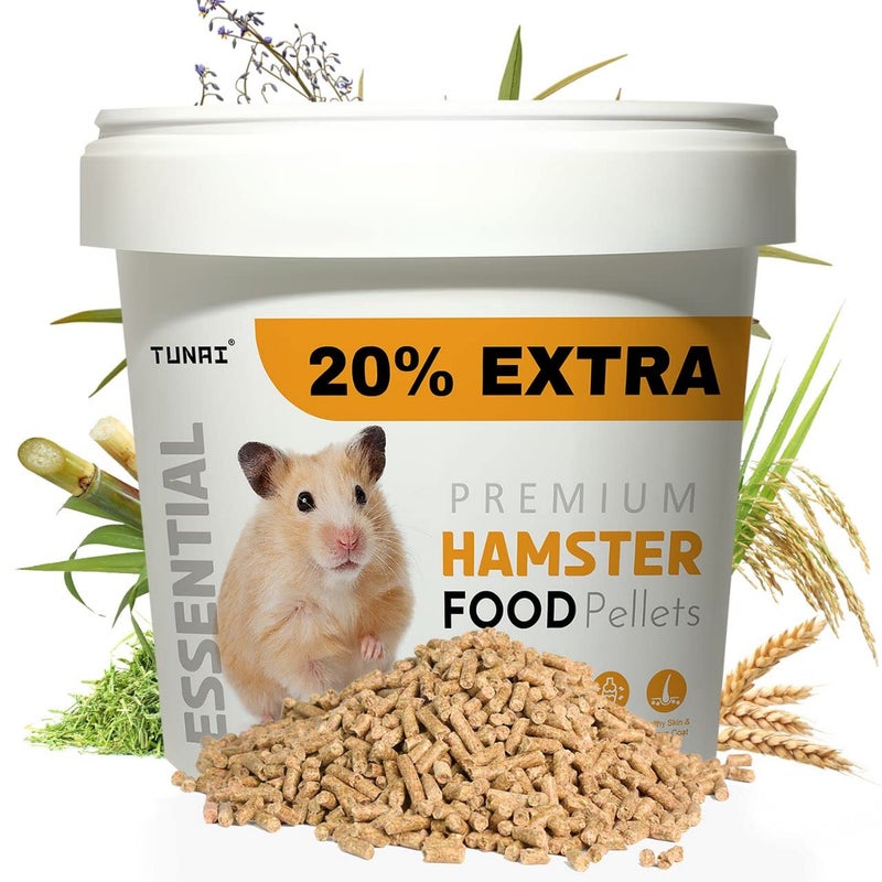 Tunai Hamster Food |500g+20% Extra| Fortified with DHA Omega 3&6 and Vitamins, Cane Molasses, Sun Curated Alfalfa Meal, Flax Seeds and Ground Rice, Oats - Image 1