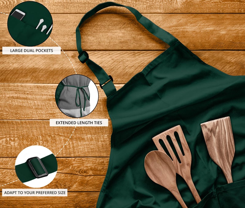 Utopia Kitchen مئزر مطبخ يوتوبيا 10 حزمة، مآزر قابلة للتعديل للجنسين مع 2 جيب، مقاومة للماء لمطبخ الطهاة للرجال والنساء - Image 4