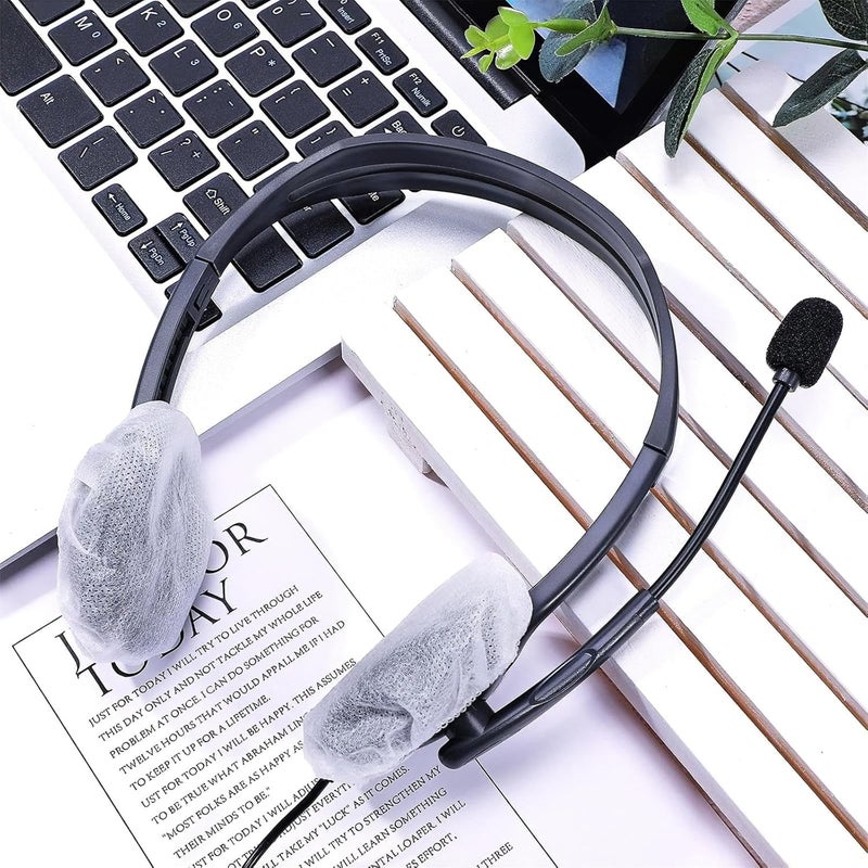 BBTO Reliable durability 100 Pieces Headphone Ear Covers Disposable Earphone Sanitary Non-Woven Stretch Earpad Covers Fit for Most on Ear Headphones(6.5 cm,White) Fine detail - Image 5