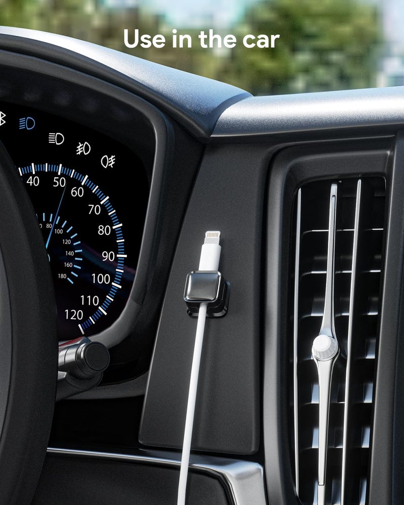 GadgetBite Magnetic Cable Organizer Clips – Self-Adhesive Wire Management Solution for Home and Office,Car,Desk, Management Solution for Data Cable, Power Cords and More (Pack of 6)-Black - Image 2