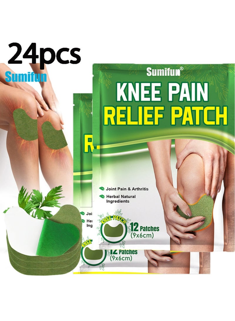 Sumifun 24Pcs Knee Pain Relief Patches, Wormwood Extract Heating Patches for Natural Joint & Muscle Soothing, 8-Hour Warm Therapy for Knee, Back, Neck, Shoulder - Image 1