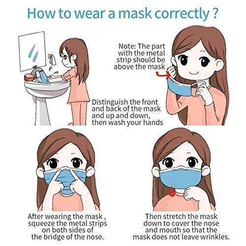 Bildos 3Ply Non-Woven Fabric Disposable Anti-pollution Dust Mask With Nose Clip (Blue,Pack of 100) for Unisex - Image 5