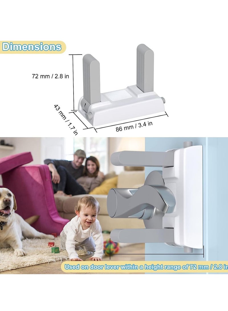 KASTWAVE Child Door Lever Lock, 3PCS White Child Door Lever Lock, Self-Adhesive Baby Proofing Safety Door Lock Without Drilling, Universal Door Lever Lock for Children and Pets - Image 2