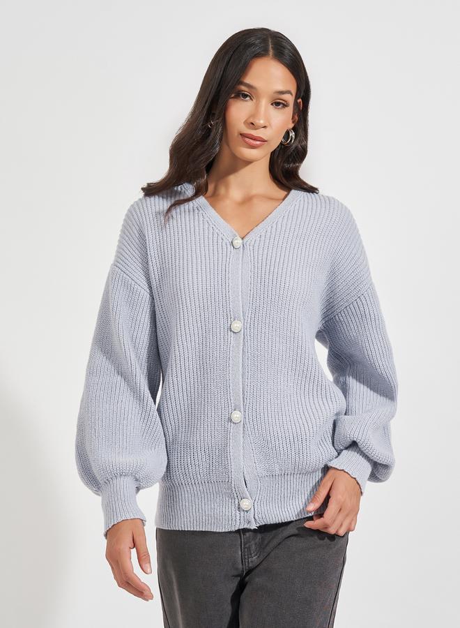 Styli Oversized Longline Buttoned Cardigan  - Image 3