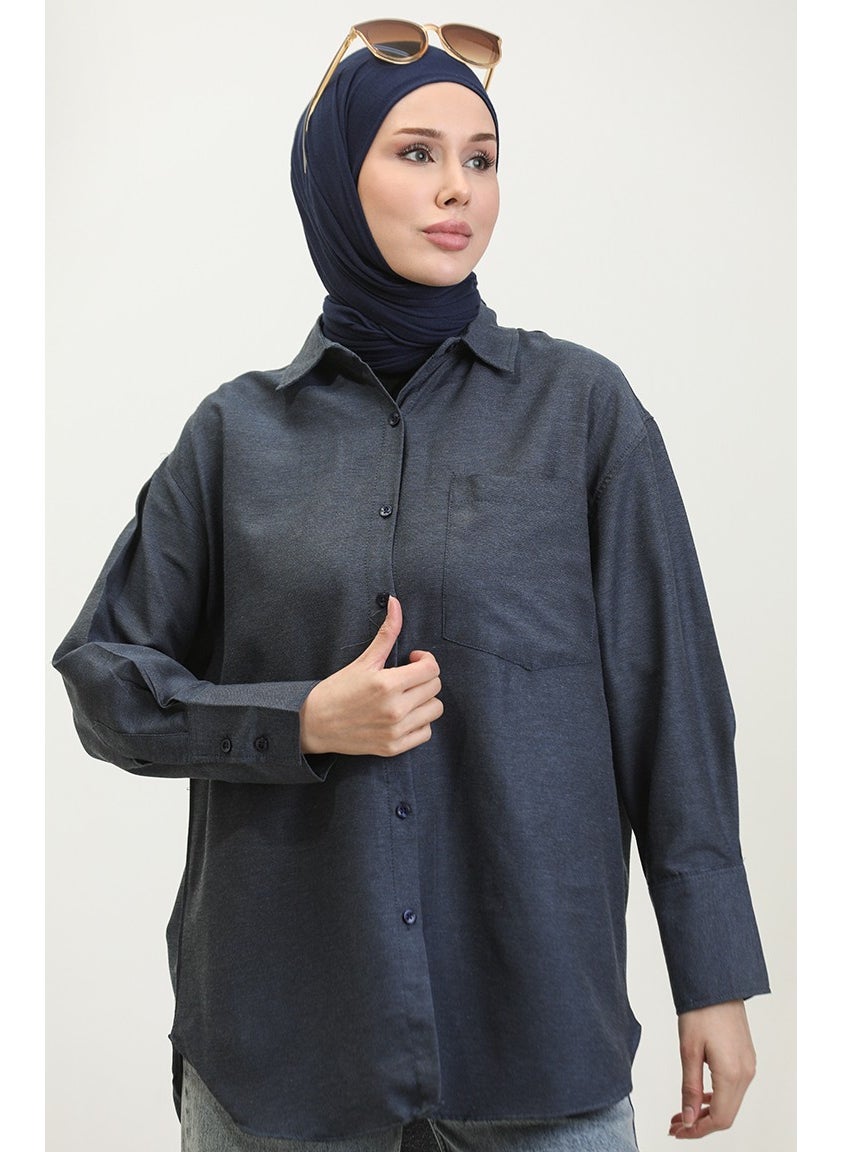 Sefa Merve Pocket Tunic 4805-07 Navy Blue  - Image 1