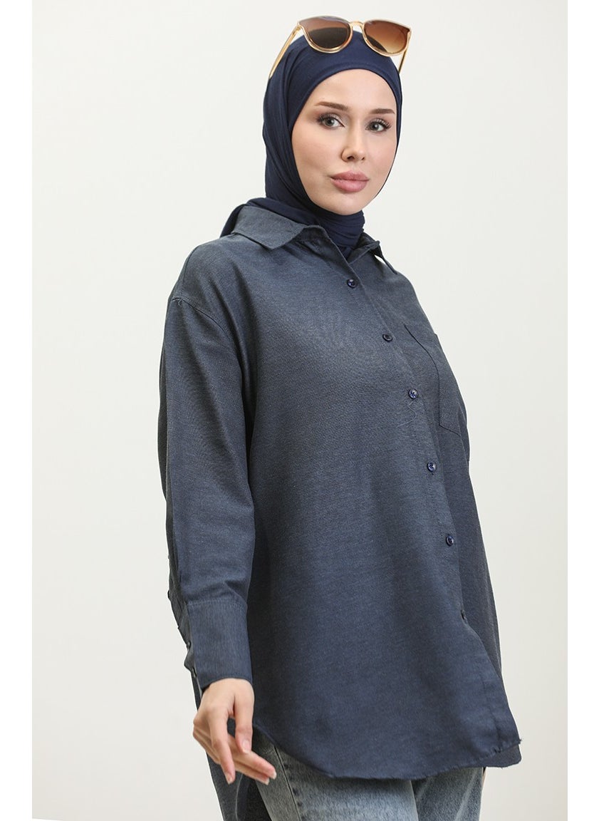 Sefa Merve Pocket Tunic 4805-07 Navy Blue  - Image 3