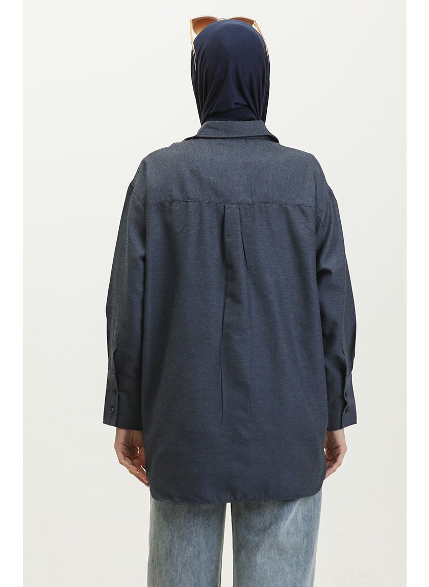 Sefa Merve Pocket Tunic 4805-07 Navy Blue  - Image 5